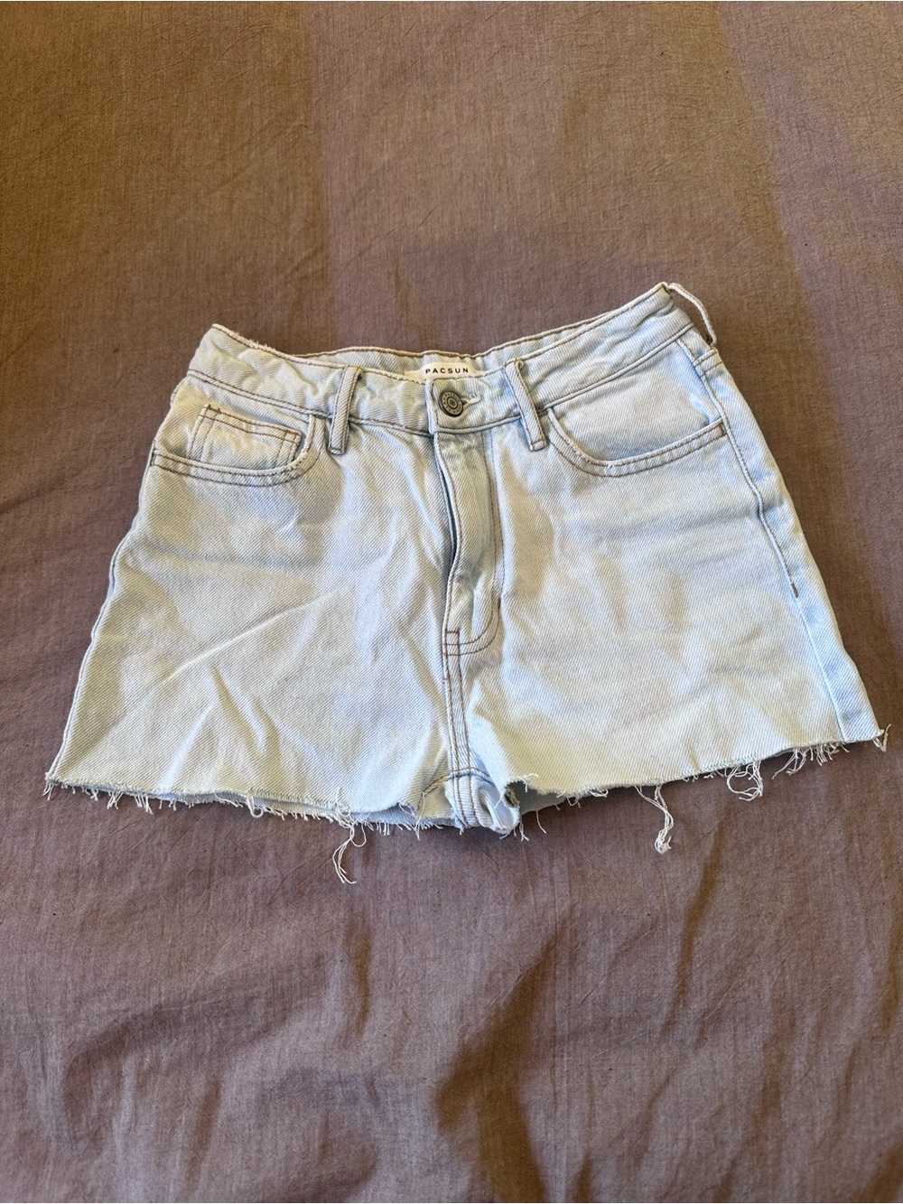 PacSun Light Blue High Rise Frayed Hem Denim Shorts